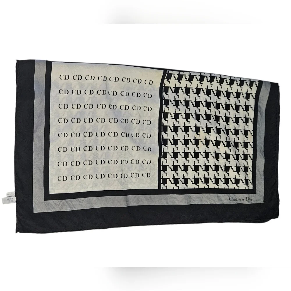 Dior Monogram & Houdstooth Silk Scarf